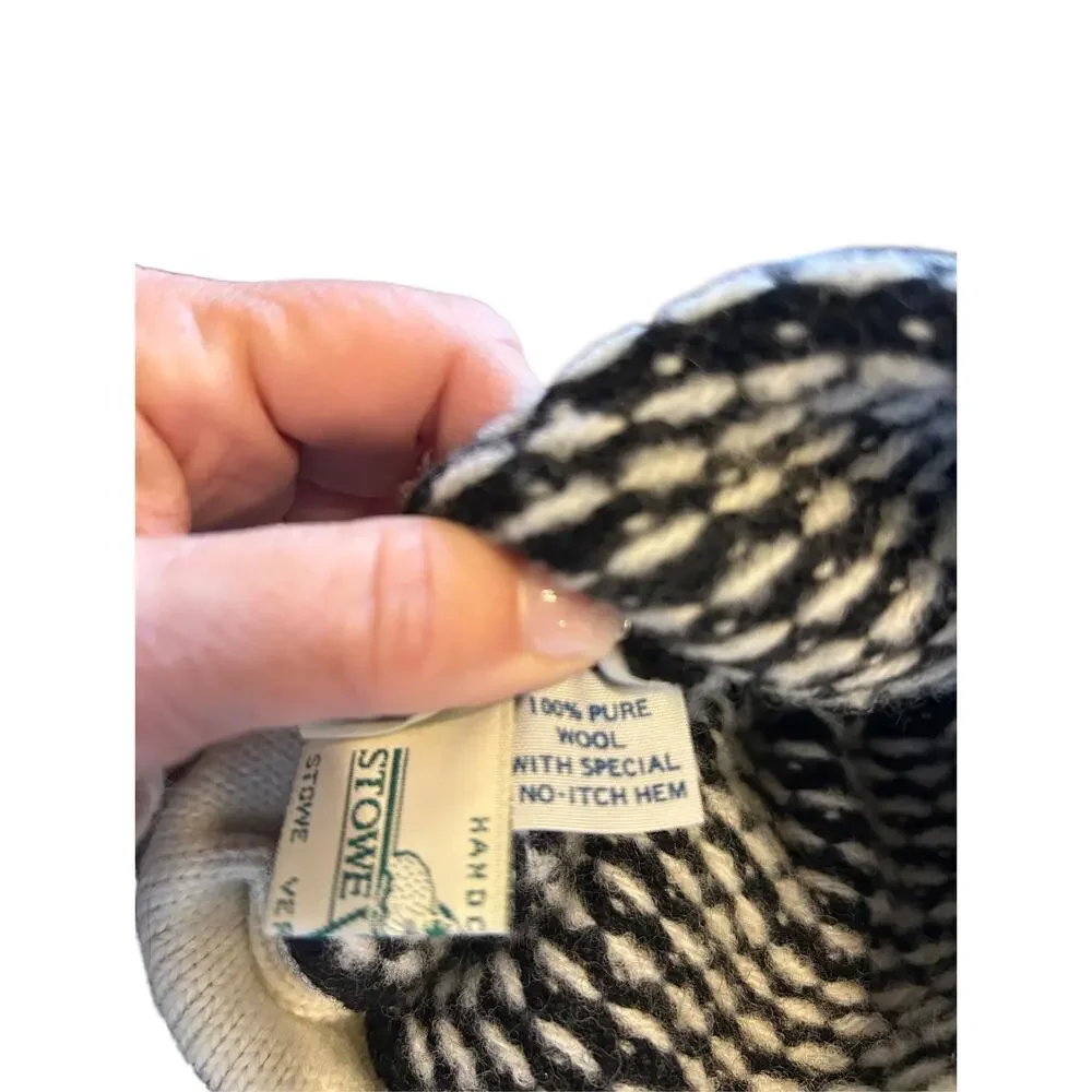 Stowe Woolens 100% Wool Snowflake Pattern Kids Hat Hand Crafted